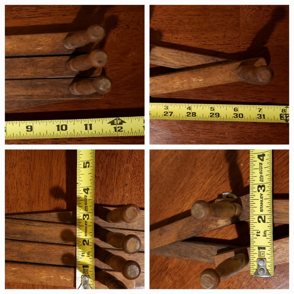 Vintage 1960's Adjustable Wooden Wall Rack Hooks - Picture 10 of 10